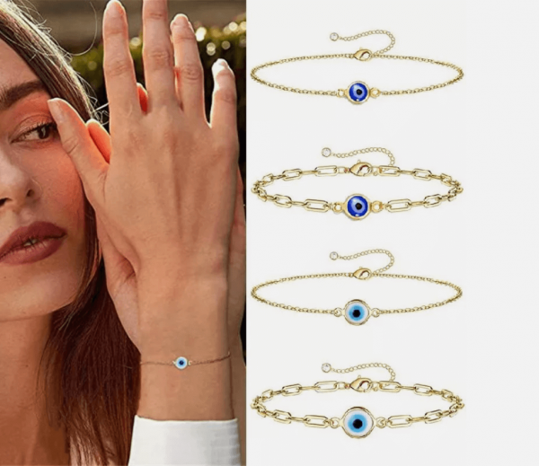 Bracelet Œil -  porte bonheur - Or - Zircon - Fait Main - Unisexe – Image 2