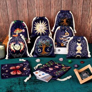 Sacs de tarot de phase lunaire 9 pièces – Protection Luxe pour Cartes Tarot & Oracle