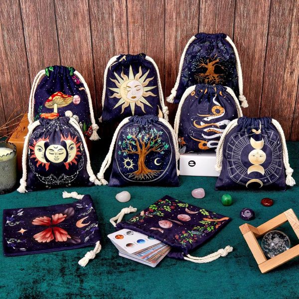 Sacs de tarot de phase lunaire 9 pièces - Protection Luxe pour Cartes Tarot & Oracle