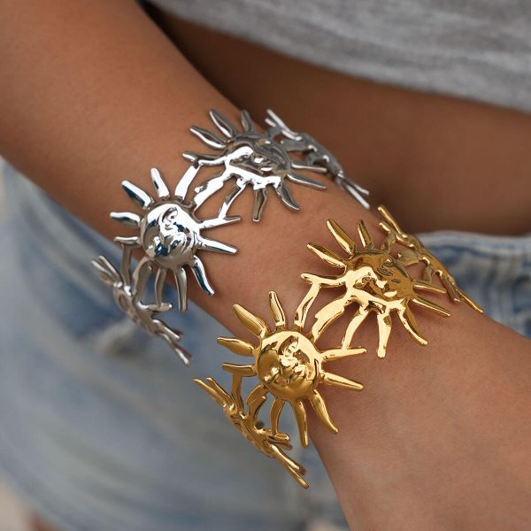 Bracelet Solaire Océane | Bracelet Manchette - Or 18K PVD Résistant - Étanche - 23,5g – Image 4