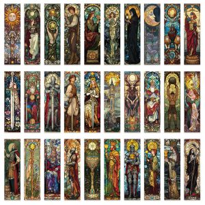 30 pièces vitrail tarot carte signets pour étudiants papier carte décoration livres livre page marquage page livre marquage bricolage