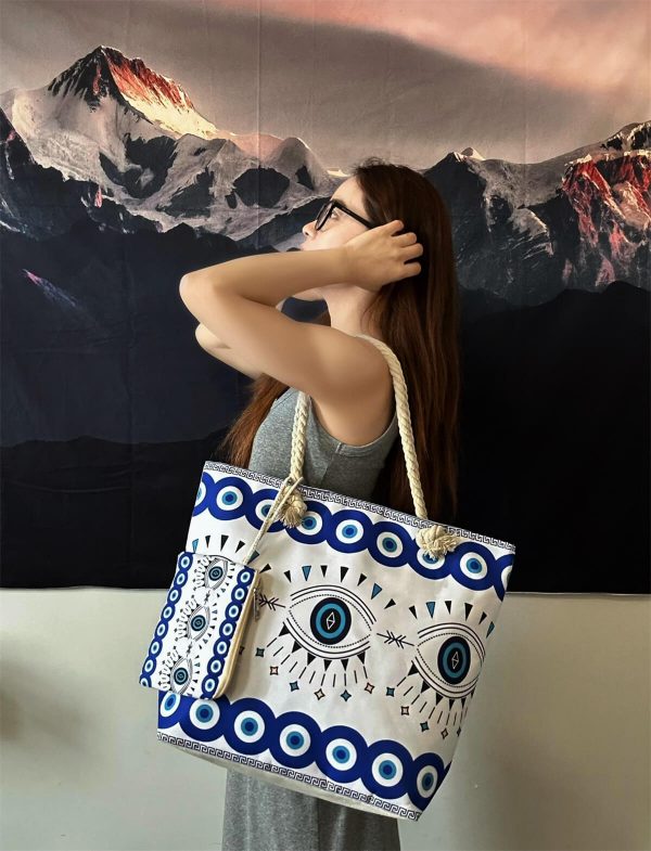 Sac de Plage Mauvais Œil Femme - Grand Fourre-Tout Personnalisable