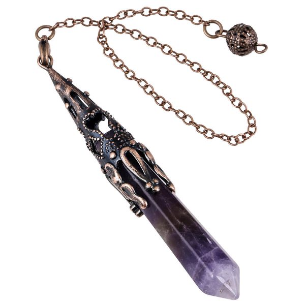 Pendule Divinatoire Reiki en Pierres Naturelles - Améthyste, Obsidienne Noire & Quartz de Guérison – Image 3