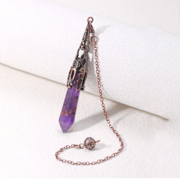 Pendule Divinatoire Reiki en Pierres Naturelles - Améthyste, Obsidienne Noire & Quartz de Guérison – Image 2