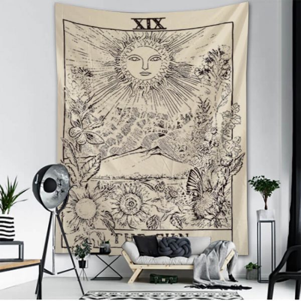 Tapisserie Murale Tarot Mystique - Soleil, Lune & Étoiles | Décoration Bohème Chic – Image 3