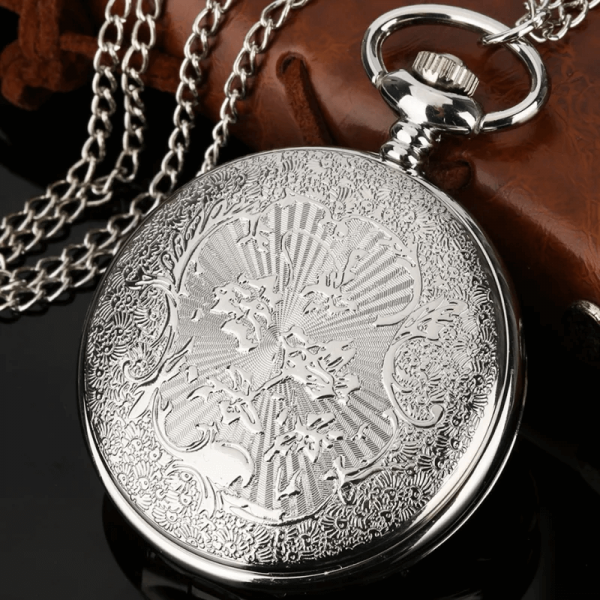 Montre de Poche "Lunaire" - Chaîne Pendentif Étoile et Lune Bleu Océan avec Perle - Bijou Vintage Unisexe – Image 4
