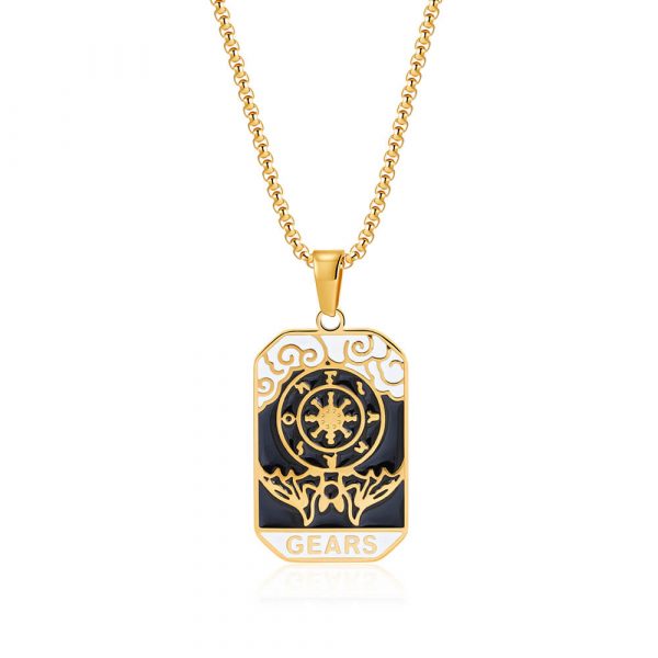 Collier Choker Cartes Tarot | Pendentifs Soleil, Lune, Étoile & Monde | Chaîne Plaqué Or 18K – Image 4