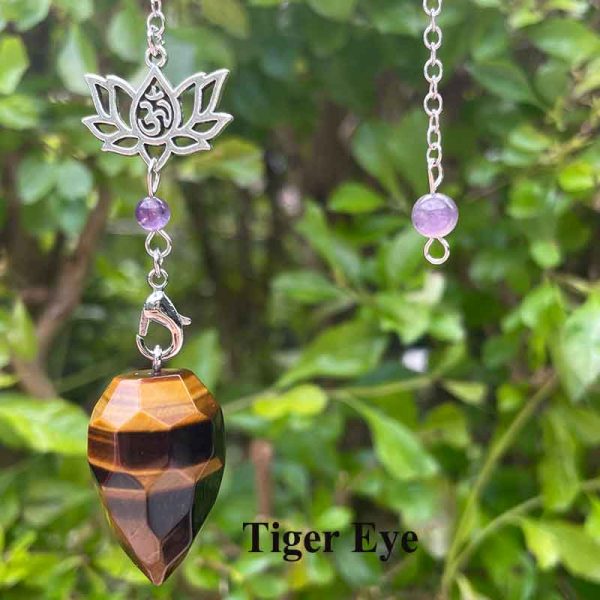 Pendule Divinatoire en Pierre Naturelle (Cristal de Roche, Œil de Tigre, Obsidienne Noire, Améthyste, etc.) – Image 2