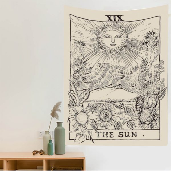 Tapisserie Murale Tarot Mystique - Soleil, Lune & Étoiles | Décoration Bohème Chic – Image 7