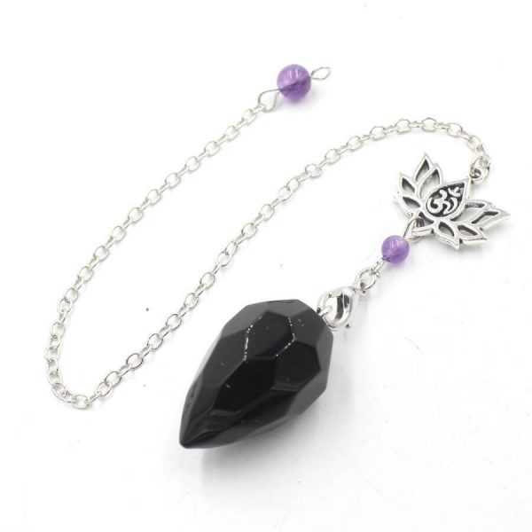 Pendule Divinatoire en Pierre Naturelle (Cristal de Roche, Œil de Tigre, Obsidienne Noire, Améthyste, etc.) – Image 3