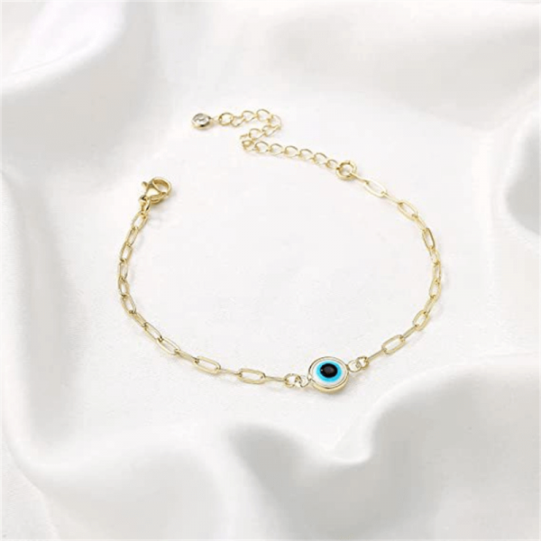 Bracelet Œil -  porte bonheur - Or - Zircon - Fait Main - Unisexe – Image 5