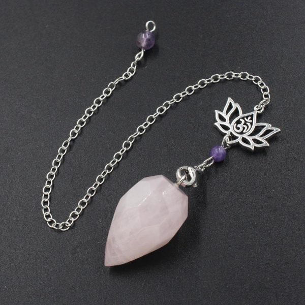 Pendule Divinatoire en Pierre Naturelle (Cristal de Roche, Œil de Tigre, Obsidienne Noire, Améthyste, etc.) – Image 4