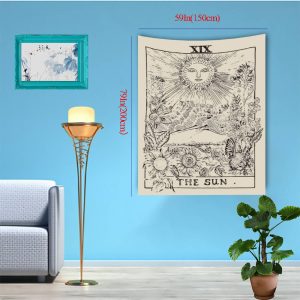 Tapisserie Murale Tarot Mystique – Soleil, Lune & Étoiles | Décoration Bohème Chic