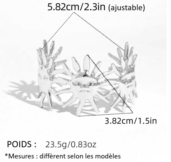 Bracelet Solaire Océane | Bracelet Manchette - Or 18K PVD Résistant - Étanche - 23,5g – Image 7