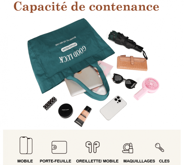 Sac en toile porte-bonheur, un sac à main polyvalent compagnon du quotidien – Image 2