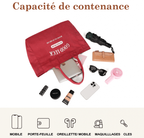 Sac en toile porte-bonheur, un sac à main polyvalent compagnon du quotidien – Image 4