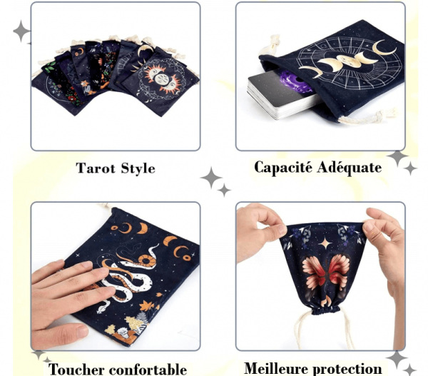 Sacs de tarot de phase lunaire 9 pièces - Protection Luxe pour Cartes Tarot & Oracle – Image 4