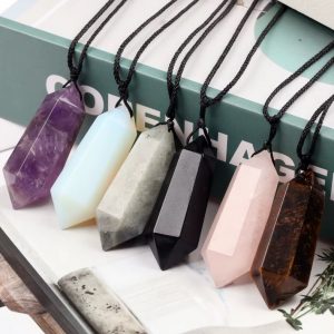 Pendule de guérison Reiki à Quartz naturel, pour radiesthésie, cône de Divination spirituelle, pendentif en cristal de Quartz, collier de petite taille, bijoux