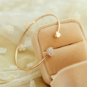 Bracelet Manchette Cœur Double Cristaux zircon