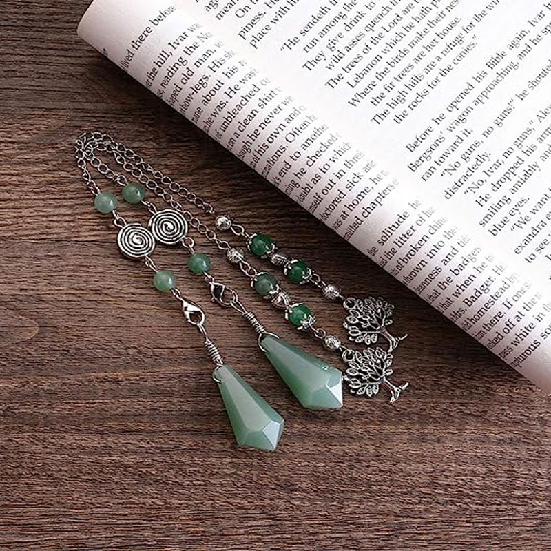 Pendule de Radiesthésie en Pierre Naturelle – Aventurine Verte, améthyste, quartz rose, cristal de roche, de forme Hexagonale – Image 3