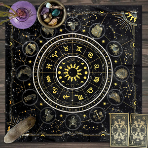 Nappe de Tarot des 12 Signes du Zodiaque – 4 Modèles (JP117, JP157, JP158, JP163) & 2 Formats (75×75 / 90×90)