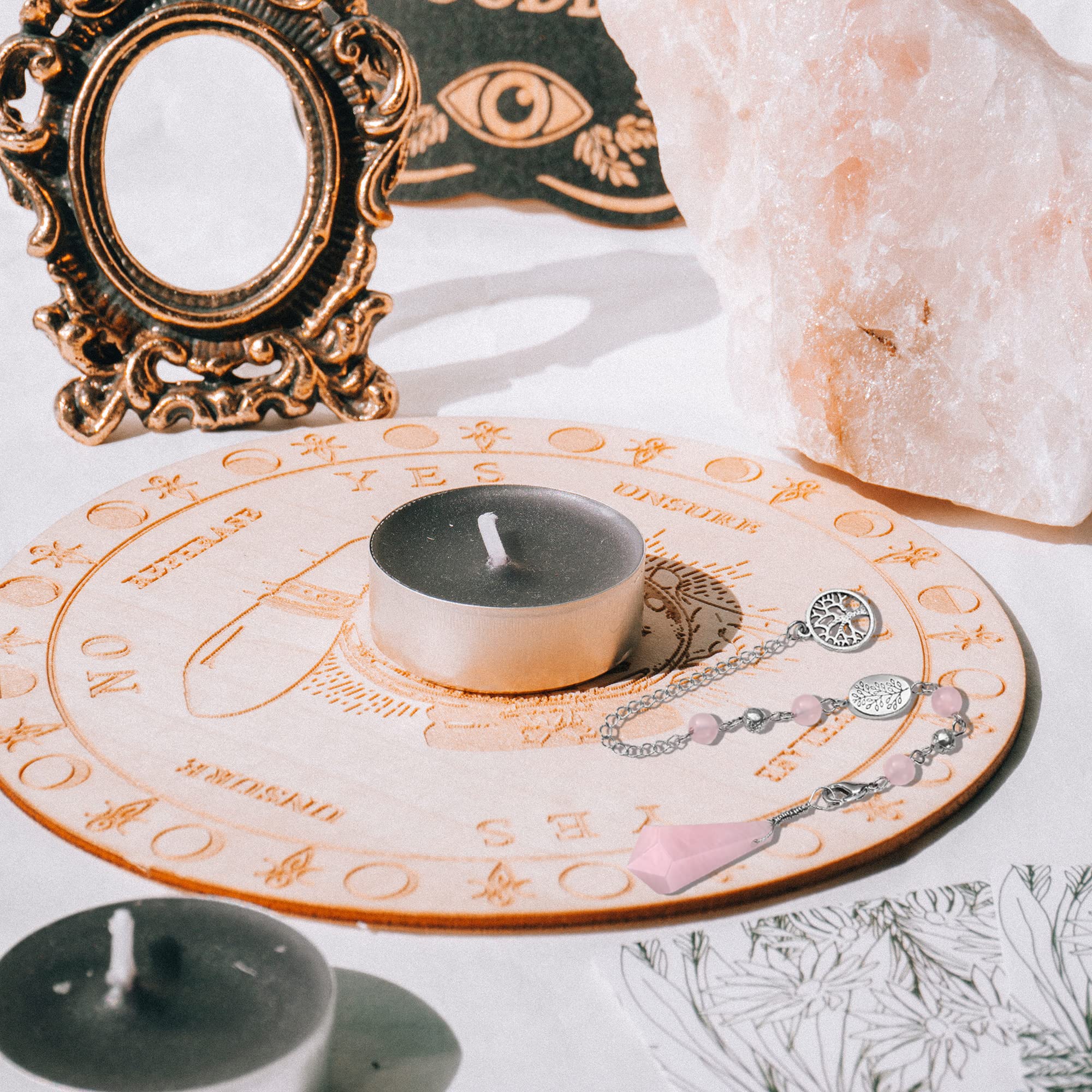 Pendule de Radiesthésie en Pierre Naturelle – Aventurine Verte, améthyste, quartz rose, cristal de roche, de forme Hexagonale – Image 2