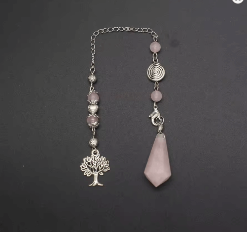 Pendule de Radiesthésie en Pierre Naturelle – Aventurine Verte, améthyste, quartz rose, cristal de roche, de forme Hexagonale – Image 5