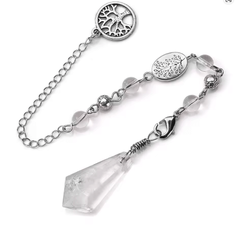 Pendule de Radiesthésie en Pierre Naturelle – Aventurine Verte, améthyste, quartz rose, cristal de roche, de forme Hexagonale – Image 8