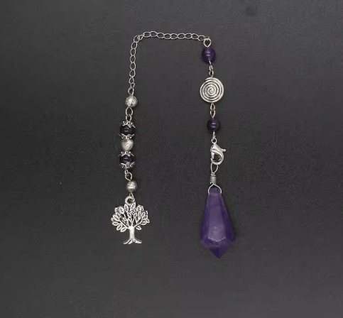 Pendule de Radiesthésie en Pierre Naturelle – Aventurine Verte, améthyste, quartz rose, cristal de roche, de forme Hexagonale – Image 7