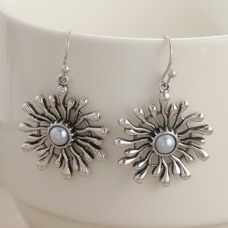 Boucles d'oreilles pendantes YoYo - Perles imitation & Plaquage Blanc K - Bijou vintage tendance – Image 4