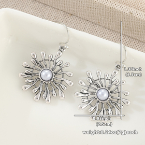 Boucles d&rsquo;oreilles pendantes YoYo – Perles imitation & Plaquage Blanc K – Bijou vintage tendance