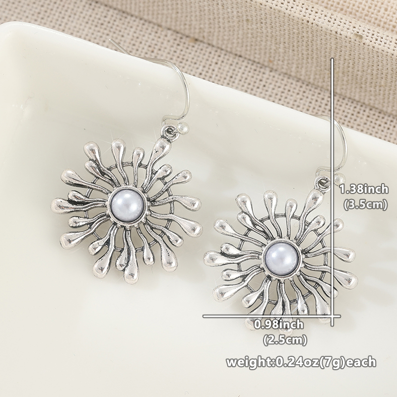 Boucles d'oreilles pendantes YoYo - Perles imitation & Plaquage Blanc K - Bijou vintage tendance – Image 2