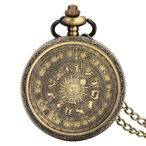 Montre de Poche Vintage XM079 – Tarot, Constellations & Porte-Bonheur en Bronze