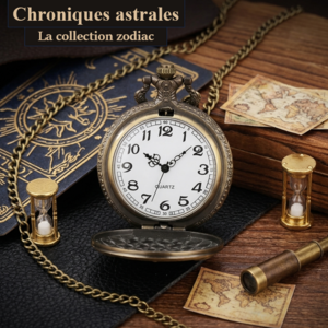 Montre de Poche Vintage XM079 – Tarot, Constellations & Porte-Bonheur en Bronze